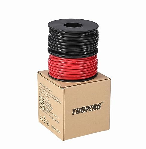 Tuofeng Fil de calibre 18, 30 m Super Silicone Souple Isotherme Hookup Wire 15 m Noir et rouge 15 m 2 séparés fils Fil de cuivre étamé haute résistance à la température pour imprimante 3d, RC véhicule