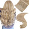 Easyouth Echthaar Clip in Extensions Blond Clip in Haarverlängerung Echthaar Remy Clip in Haar Extensions Honigblond Mischung Gelbblond 35 cm 7Pcs 70g 27P613