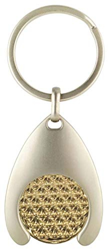 EnerChrom Blume des Lebens Schlüsselanhänger - 1 Stück - 7 cm, Bicolor - Einkaufswagenchip - Glücksbringer Talisman