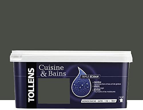 Tollens Peinture acrylique Cuisine & Bains Triple Ecran' Bois brûlé 1,5 L