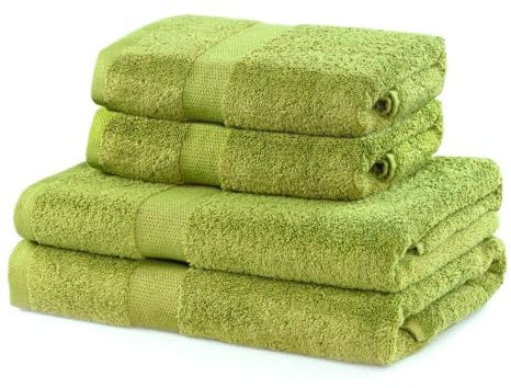 DecoKing 4er Set Baumwolle Qualität 525g/m² 2 Handtücher 50x100 cm und 2 Badetücher 70x140 cm seladongrün grün saugfähig Marina