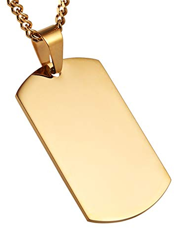 HZMAN Collar con colgante de placa de perro de acero inoxidable de alto pulido para hombre, cadena de eslabones de 22 + 2 pulgadas, Acero inoxidable