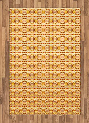 ABAKUHAUS Volk Teppich, Ikat Formen und Pfeile, Deko-Teppich Digitaldruck, Färben mit langfristigen Halt, 120 x 180 cm, Erde Gelber Paprika