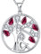 YL Damen Lebensbaum Kette 925 Sterling Silber geschnittenen Juli Geburtsstein Rubin Stammbaum Anhänger Halskette für Frauen, 45 + 3CM