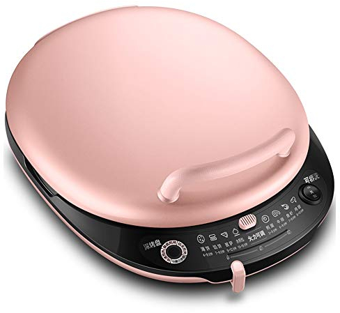 Xyanzi Pan de color rosa eléctrico for hornear, Hogar 150o oeste Plancha Eléctrica, Plancha Eléctrica sartén 180 grados doble recipiente for hornear antiadherente pizzero Parrilla eléctrica utensilios