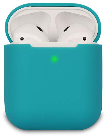 KOKOKA Custodia in Silicone Compatibile con AirPods 2 Custodia, Silicone Protettiva Case Cover per Airpods 2, LED Anteriore Visibile, Emerald