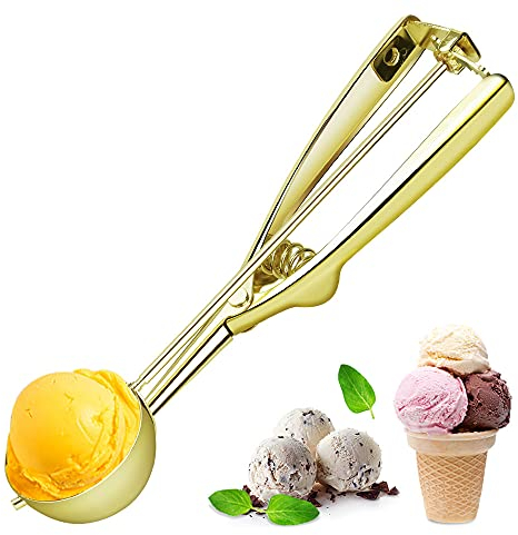 FSYEU Eisportionierer, Eislöffel Edelstahl Antihaft, lebensmittelechten Materialien sicher zu verwenden, Länge 22cm Durchmesser 5cm, für Eiscrem, Melonenkugeln, Keksteig, Kartoffelpüree