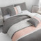 Pamposh Set di copertura piumino - Set di biancheria da letto in microfibra spazzolata facile da 3pcs con cerniera, ultra-morbido, non ferro microfibra di lusso grigio e bianco