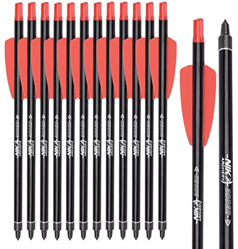 ELONG OUTDOOR 12 Stück Armbrust Pfeile Aluminum Bolzen 7,5 für Ek Archery Adder Cobra System mit 2 Flügeln für Zielbogenschießen Schießen