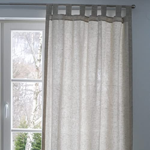 Leinen Vorhang - Gardine aus Leinen mit Schlaufen - Leinen Schlaufenvorhang Nach Mass (Weiß, Beige, Natur, Jede Größe)