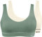 Nur Die 2er Pack Retro Bustier sportlich ohne Bügel bügelloser BH Bra Unterwäsche Damen, Khaki/Offwhite, XL