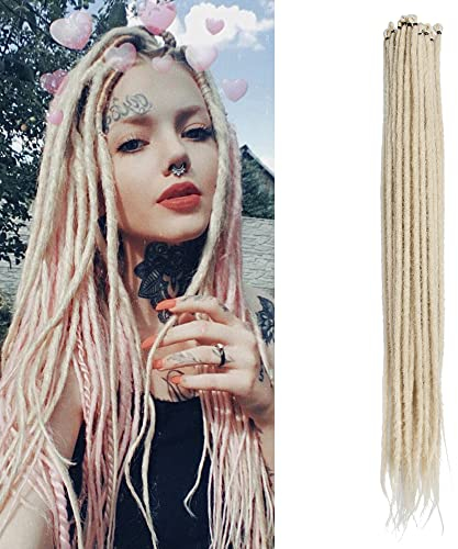 Dünne 0,6cm Lange Synthetische Dreadlock Verlängerungen Handgefertigtes 20 Zoll 20 Strang Häkelhaar Lange Gehäkelte Zöpfe Hip-Hop Style Soft Dreads Haarverlängerungen, Blond