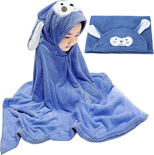Babyhandtuch mit Kapuze,Kapuzenhandtuch für Kinder 71 x 140 cm,Groß Baby Badetuch Mädchen und Junge,Kapuzenhandtuch Baby Handtuch Kapuze,Ultraweich & Super Saugfähig(Dunkelblau)