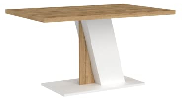 Oggi Ben Bristol Rechteckiger Tisch für Esszimmer Platzsparendes Möbel mit Modernem Geometrischem Design aus Laminierter Platte 90 x 138 x 75 cm Weiß und WotanEiche