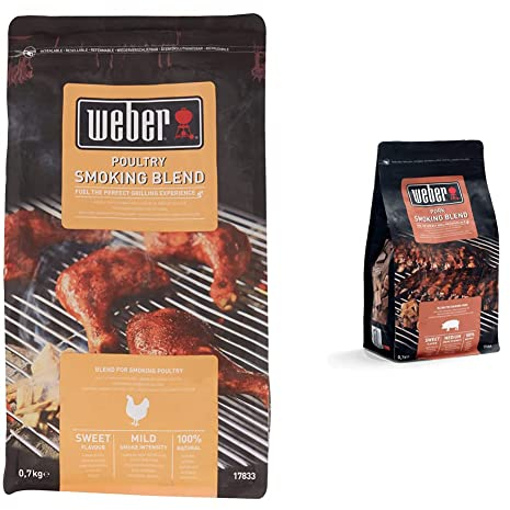 Weber 17833 Poultry Smoking Chips 700 g Wood & 17664 Räucherchips für Schweinefleisch, 700g, Räuchern, Aroma, Grillen