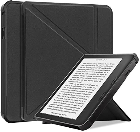 SATURCASE Étui pour Kobo Sage, Étui de Protection en Cuir PU à Rabat Pliable en Silicone avec Fonction Veille/réveil Automatique Noir
