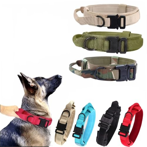 Hotlion Taktisches Hundehalsband, verstellbares militärisches Trainings-Hundehalsband, geeignet für mittelgroße und große Hunde, schwarz, 1 Größe L