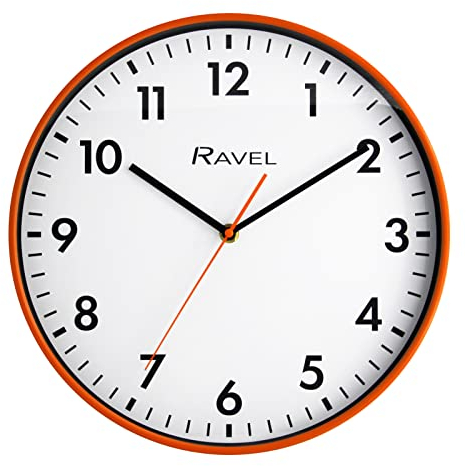 Ravel - Moderne 30cm Wanduhr für Büro und Küche - Analog Quarz - RWC.30.8 - Orange