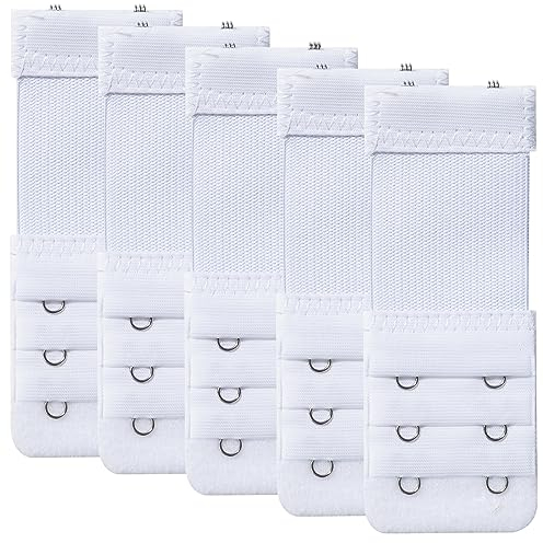 NANXJIUR Damen BH Verlängerer Extender 5 pcs BH Verlängerung Erweiterung 2 Haken Elastisch BH-Extender Band Weichen Gurt Komfortabel (Weiß)