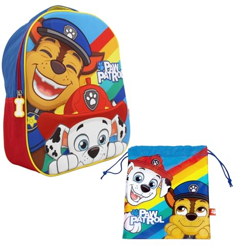 PAW PATROL Rucksack und Turnbeutel für Jungen, Design Chase et Marshall Kinderschulrucksack, Reiserucksack, Kindergeschenk