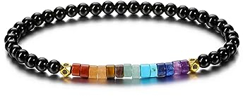 CrystalTears Obsidian Armband Damen 4mm Beads elastischer Perlenarmband mit echte Chakra Steine Reiki Talisman spirituelle Geschenke für Mama