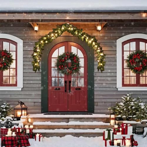 Homgoday Weihnachtsgirlande mit LED-Lichtern, 10 m, Weihnachtsdekoration, für den Außenbereich