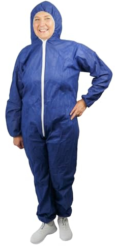 ARNOMED® Schutzanzug Einweg Extra Stark XL [1 STÜCK] - Einwegoverall - Einweganzug - Einweg Maleranzug & Lackieranzug - Staubschutzanzug, Maleroverall & Asbest Schutzanzug - Einmalanzug Blau