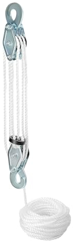 QWORK® Poleas para cuerda - Capacidad máxima de 400 kg -Elevación de 1,8 m