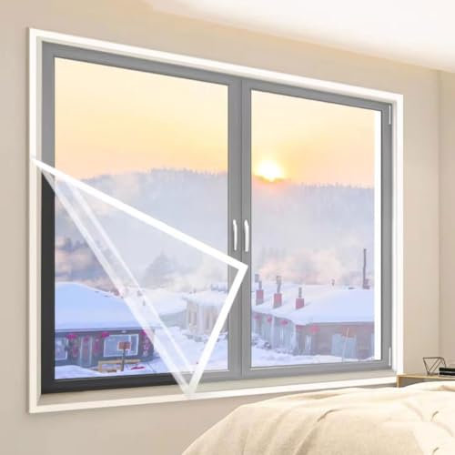 70x70cm,Transparente Isolierfolie für Fenster, transparente Kunststoff Isolierfolie für Fenster, weiches Glas im Winter, Windschutzscheibe Glas