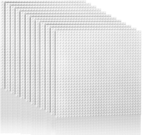 Etarnfly Lot de 12 plaques de Construction, compatibles avec la Plupart des Marques, 25 × 25 cm, Jouet de Construction pour Enfants, Plaque de Base Blanche