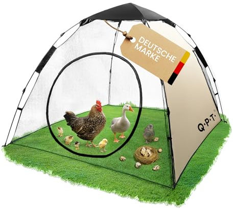 Q.P.T. Kleintiergehege – Auslauf Kleintiere, reißfestes Mesh, Pop-up System, 200x180x145 cm, verwendbar als Freilaufgehege für Hühner, Küken Auslauf, Wachtelstall, Entenstall, Katzengehege Outdoor
