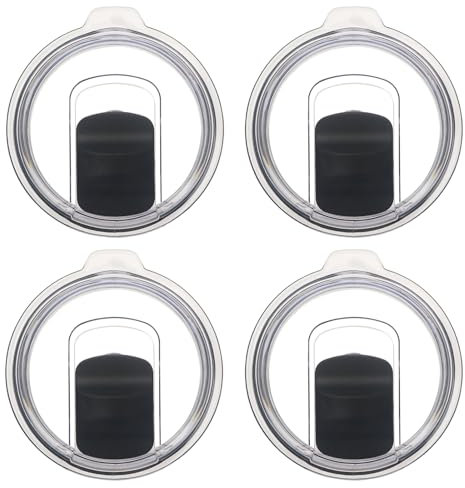 20 oz Tumbler Lid, 4 Pack Replacement Lids Compatible for YETI 20 oz Tumbler 10/24 oz Mug and 10 oz Lowball, Travel Spill Proof Cup Lids Covers with Magnetic Slider Switch, BPA Free