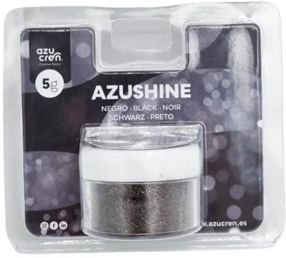 Azucren, Paillette Alimentaire, Paillette Alimentaire cocktail, Poudre Pailletée Comestible, Idéale pour la Décoration de Gâteaux, de Fondants, de Crème au Beurre, 5 Grammes. AZUSHINE (Noir)