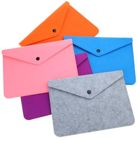 DAYnagh 5 Stück Faltbare Filz-Dokumententaschen, A5, 24 x 15 cm, Multi, 25 Blatt Kapazität, 1/2 Schnitt, Oberseite