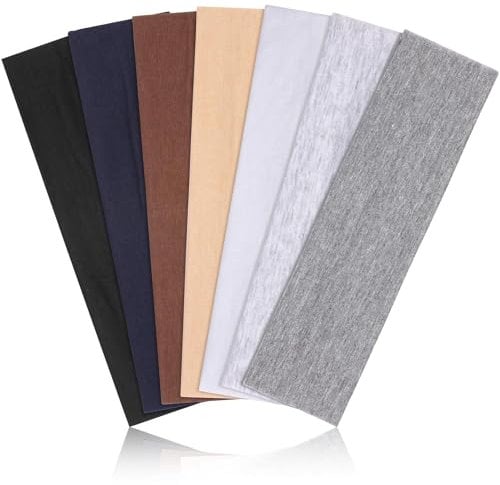 Headbands for Women Non Slip - 7PCS Fashion Sports Hair Bands for Women's Hair, Soft Cotton Cloth Stretchy Headbands for Women for Workout Yoga Running (7 colors, 7 pc)