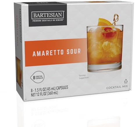 Bartesian Amaretto Sour Cocktail Mix - Cocktail Mixer Zutaten für Wodka Cocktail - Getränke Pods für Bartesian Cocktail Maschine - Alkoholfreie Mixer zum Mischen mit Spirituosen - Set mit 8 Kapseln