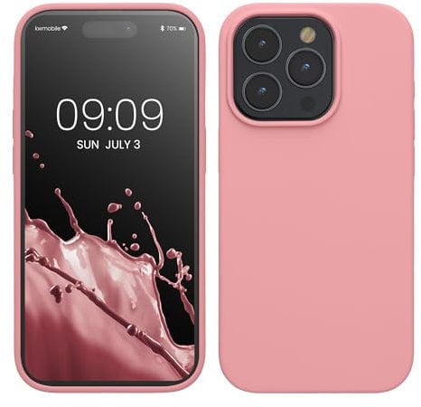 kwmobile Case for iPhone 15 Pro Case - Soft TPU Silicone Cover - Light Pink