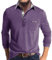 Comilaka Men's Polo Long Sleeve Casual Contrasting Color Polo Shirts with Pocket M-4XL Purple