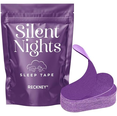 RECKNEY® Mundpflaster Gegen Schnarchen, Hypoallergenes, Atmungsaktives Mundband für Männer und Frauen, Schnarchhilfe, weicher Stoff und latexfrei (30 Streifen, lila)