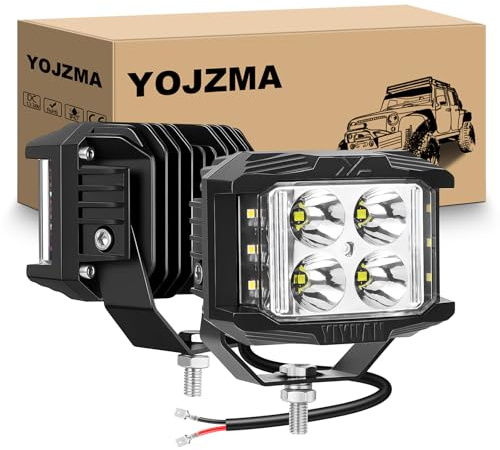 YOJZMA 2Pcs LED Arbeitsscheinwerfer, 4 Zoll 35W 3500LM Scheinwerfer 12V 24V | 6000K Weiß, Dreiseitige Beleuchtung, IP67 wasserdicht, Offroad-Fahrleuchte für LKW/Geländewagen/SUV/ATV/UTV/Pickup/Auto
