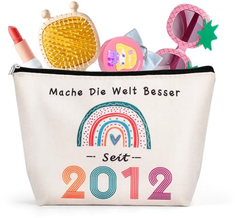 13 Geburtstag Mädchen Make Up Tasche, Kosmetiktasche Damen Leinen, Personalisierte Geschenk und Praktische Geschenke für Teenager Mädchen, Tochter, Geschenke für 13 Jährige Mädchen (2012)