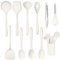 TEAMFAR Silikon Küchenhelfer Set, 11-TLG Antihaft Küchenset Küchenutensilien Set mit Utensilienhalter, Hitzebeständiger Kochbesteck Kochutensilien Set für Kochen, Gesund & Leicht zu Reinigen, Weiß