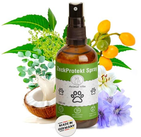 Animal Vita® Zeckenspray für Hunde [Jahresvorrat] Zeckenmittel für Hunde, zuverlässiger Zeckenschutz mit Bio Kokosöl und Saltidin, Zeckenspray gegen Zecken, Milben und Flöhe