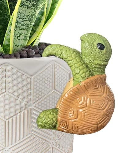 Jiimhte Decoraciones de Plantas Huggers, Flower Pot Hugger - Regalización de Tortugas de Resina para plantador,Lindo Abrazadera de Flores de Animales de Animales, para el Patio de balcón de la Cerca