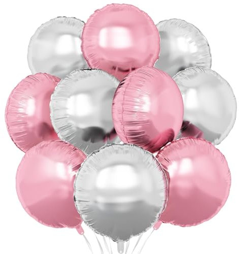 Palloncini rotondi in lamina argentata rosa, 20 palloncini a forma rotonda bianco crema 45,7 cm, palloncini a elio per compleanni, matrimoni, addio al nubilato, decorazioni per feste di addio al