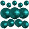 12Pcs Dark Green Round Foil Balloons, 22 15 10 4D Helium Ball Balloon, Metallic Green Foil Balloon for Birthday Graduation Wedding Anniversary New Year Eve Disco Prom Party Decorations