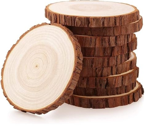 HLHLH Lot de 10 rondelles de Bois de 15 à 18 cm for centres de Table, en Bois Naturel Brut, avec écorce