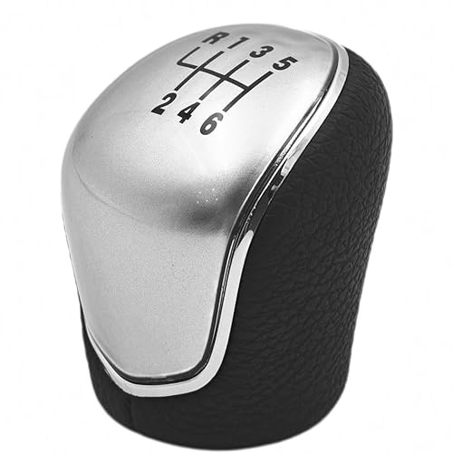 Fouedy 6-Gang-Schaltknauf Kompatibel mit Hyundai IX35 2012 2013 2014 2015 2016 (silber)