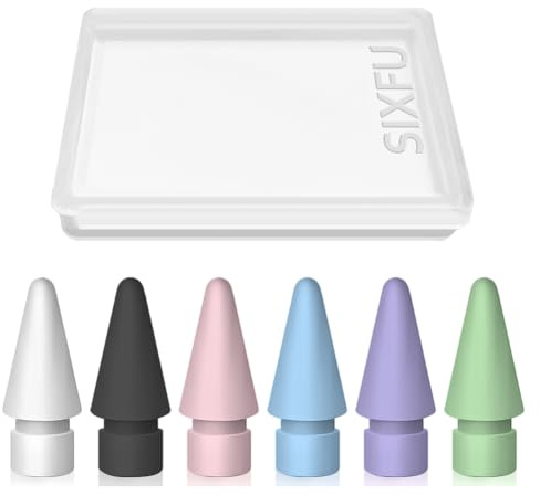 SIXFU 6 Color Tips for Apple Pencil tip, Apple Pen Tip Compatible with iPad Pencil Tip with Cover for Apple Pencil Pro/USB-C/ 1st Gen/ 2nd Generation iPencil(White,Black,Pink,Blue,Purple,Green)