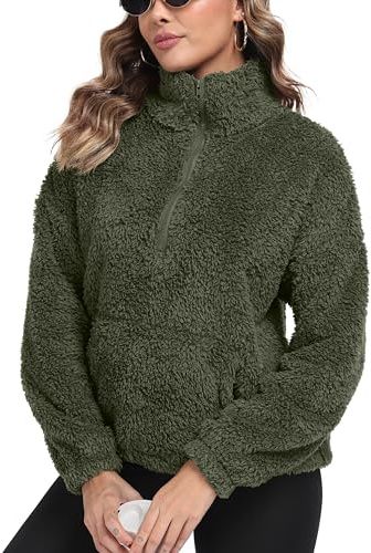 IWOLLENCE Maglione invernale da donna, in pile | Giacca Sherpa calda senza cappuccio Troyer Half Zip Pullover